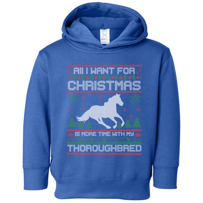 All I Want For Christmas More Time With Thoroughbred Ugly Gift Toddler Hoodie