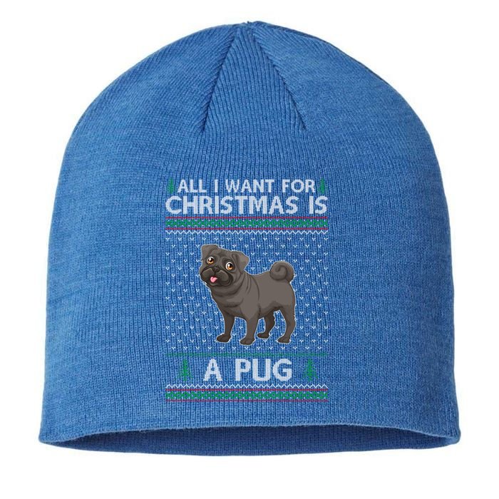 All I Want For Christmas Is A Pug Dog Ugly Xmas Holiday Gift Sustainable Beanie