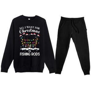 All I Want For Christmas Is Fishing Rods Funny Merry Fishmas Meaningful Gift Premium Crewneck Sweatsuit Set