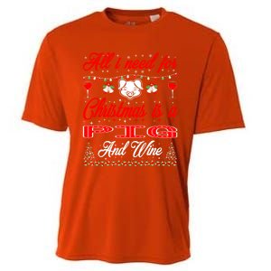 All I Want For Christmas Pig And Wine Gift Meaningful Gift Cooling Performance Crew T-Shirt