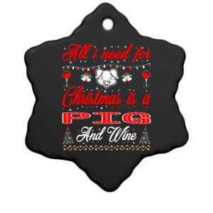 All I Want For Christmas Pig And Wine Gift Meaningful Gift Ceramic Star Ornament