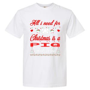 All I Want For Christmas Pig And Wine Gift Meaningful Gift Garment-Dyed Heavyweight T-Shirt