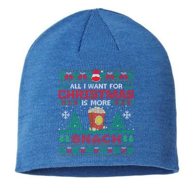 All I Want Is Snack Christmas Pajama Party Funny Cool Gift Sustainable Beanie