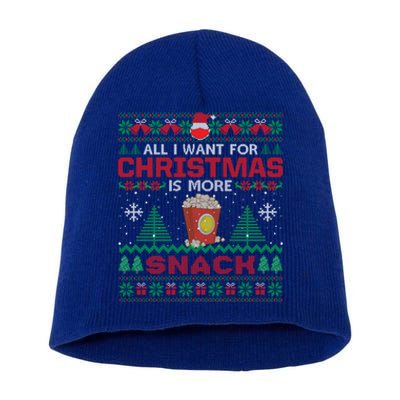 All I Want Is Snack Christmas Pajama Party Funny Cool Gift Short Acrylic Beanie