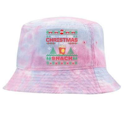 All I Want Is Snack Christmas Pajama Party Funny Cool Gift Tie-Dyed Bucket Hat