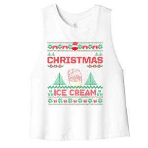 All I Want Is Ice Cream Christmas Pajama Party Funny Gift Women's Racerback Cropped Tank