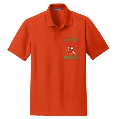 All I Want For Christmas Is An Airplane Pilots Ugly Xmas Gift Dry Zone Grid Polo