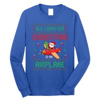 All I Want For Christmas Is An Airplane Pilots Ugly Xmas Gift Long Sleeve Shirt