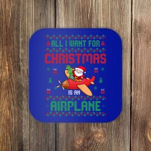 All I Want For Christmas Is An Airplane Pilots Ugly Xmas Gift Coaster