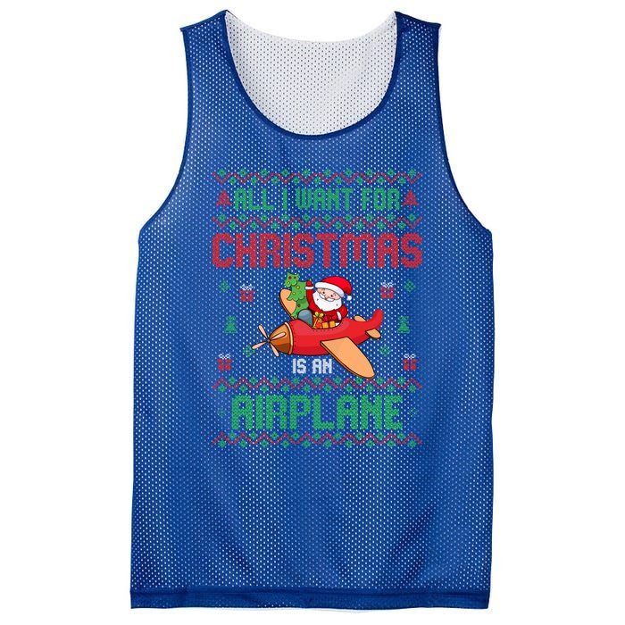 All I Want For Christmas Is An Airplane Pilots Ugly Xmas Gift Mesh Reversible Basketball Jersey Tank