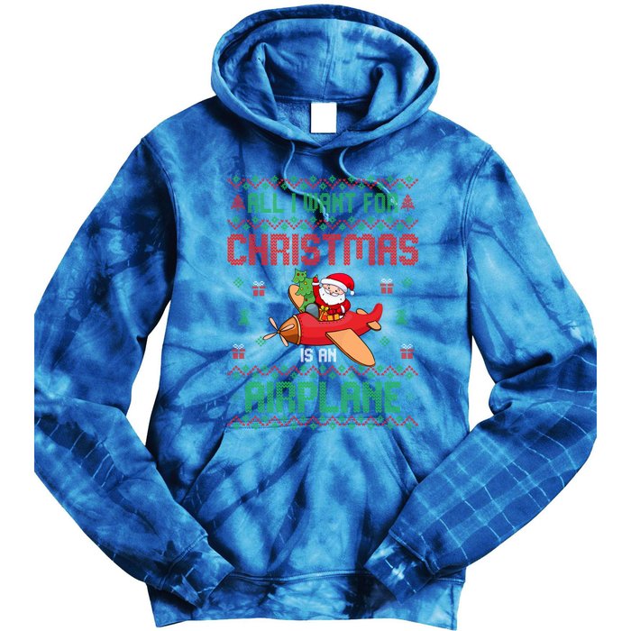 All I Want For Christmas Is An Airplane Pilots Ugly Xmas Gift Tie Dye Hoodie