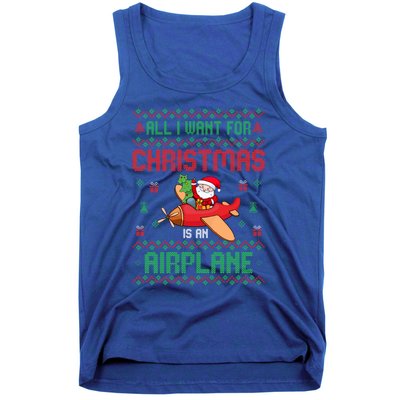 All I Want For Christmas Is An Airplane Pilots Ugly Xmas Gift Tank Top