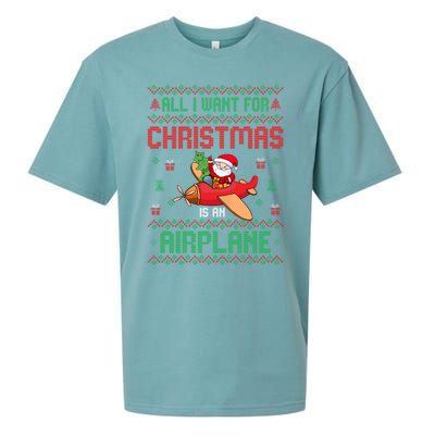 All I Want For Christmas Is An Airplane Pilots Ugly Xmas Gift Sueded Cloud Jersey T-Shirt