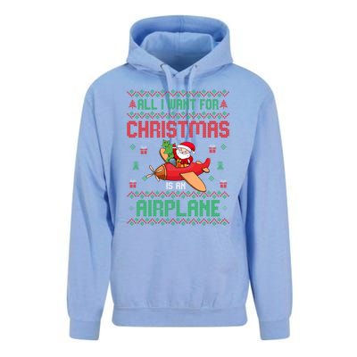 All I Want For Christmas Is An Airplane Pilots Ugly Xmas Gift Unisex Surf Hoodie