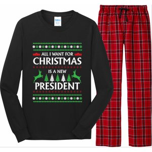 All I Want For Christmas Is A New President Cute Gift Long Sleeve Pajama Set