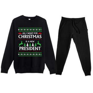 All I Want For Christmas Is A New President Cute Gift Premium Crewneck Sweatsuit Set