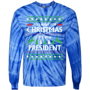 All I Want For Christmas Is A New President Cute Gift Tie-Dye Long Sleeve Shirt