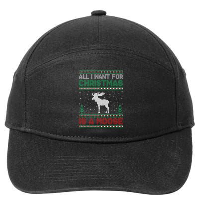 All I Want for Xmas is a Moose Ugly Christmas Sweater 7-Panel Snapback Hat