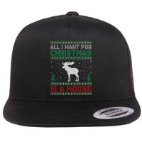 All I Want for Xmas is a Moose Ugly Christmas Sweater Flatbill Hat
