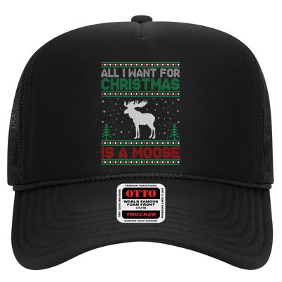 All I Want for Xmas is a Moose Ugly Christmas Sweater Trucker Hat
