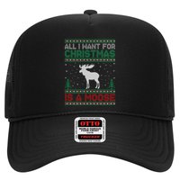 All I Want for Xmas is a Moose Ugly Christmas Sweater Trucker Hat