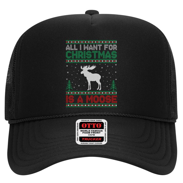 All I Want for Xmas is a Moose Ugly Christmas Sweater Trucker Hat