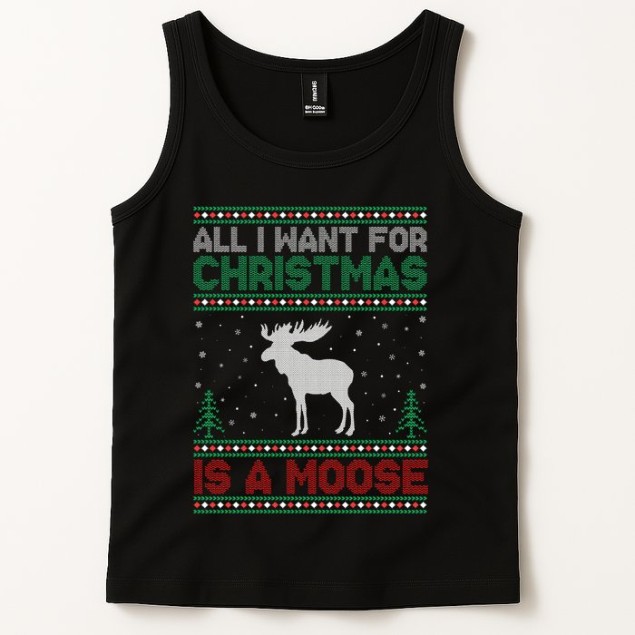 All I Want for Xmas is a Moose Ugly Christmas Sweater Tank Top