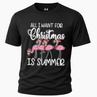 All I Want For Christmas In July Summer Flamingo Xmas Gift Cooling Performance Crew T-Shirt