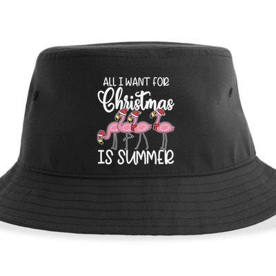 All I Want For Christmas In July Summer Flamingo Xmas Gift Sustainable Bucket Hat
