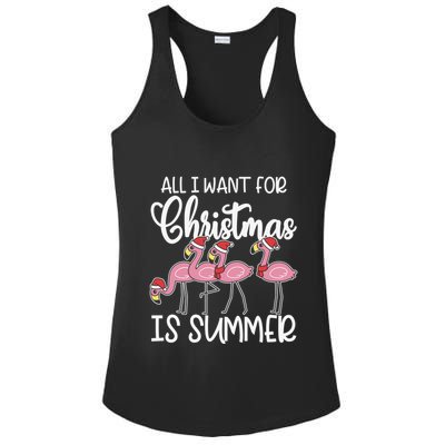 All I Want For Christmas In July Summer Flamingo Xmas Gift Ladies PosiCharge Competitor Racerback Tank