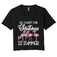 All I Want For Christmas In July Summer Flamingo Xmas Gift Women's Crop Top Tee