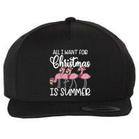 All I Want For Christmas In July Summer Flamingo Xmas Gift Wool Snapback Cap
