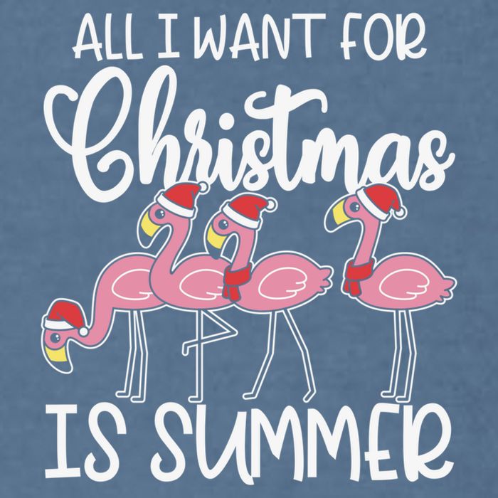 All I Want For Christmas In July Summer Flamingo Xmas Gift Garment-Dyed Sweatshirt