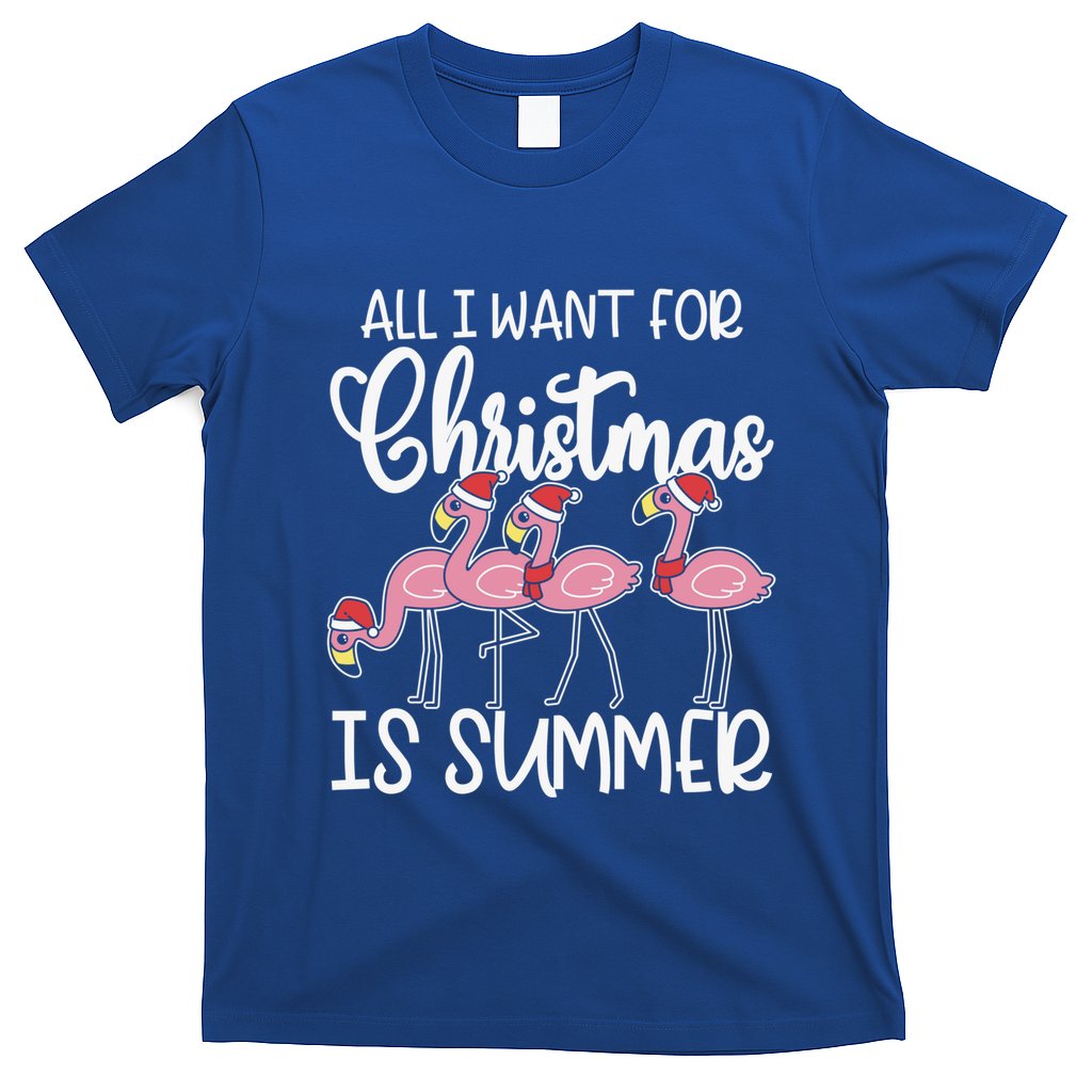 All I Want For Christmas In July Summer Flamingo Xmas Gift T-Shirt