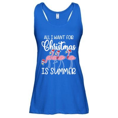All I Want For Christmas In July Summer Flamingo Xmas Gift Ladies Essential Flowy Tank