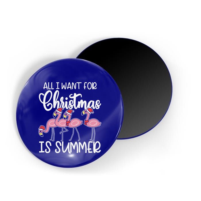 All I Want For Christmas In July Summer Flamingo Xmas Gift Magnet