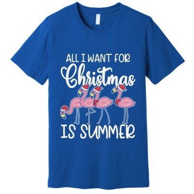 All I Want For Christmas In July Summer Flamingo Xmas Gift Premium T-Shirt