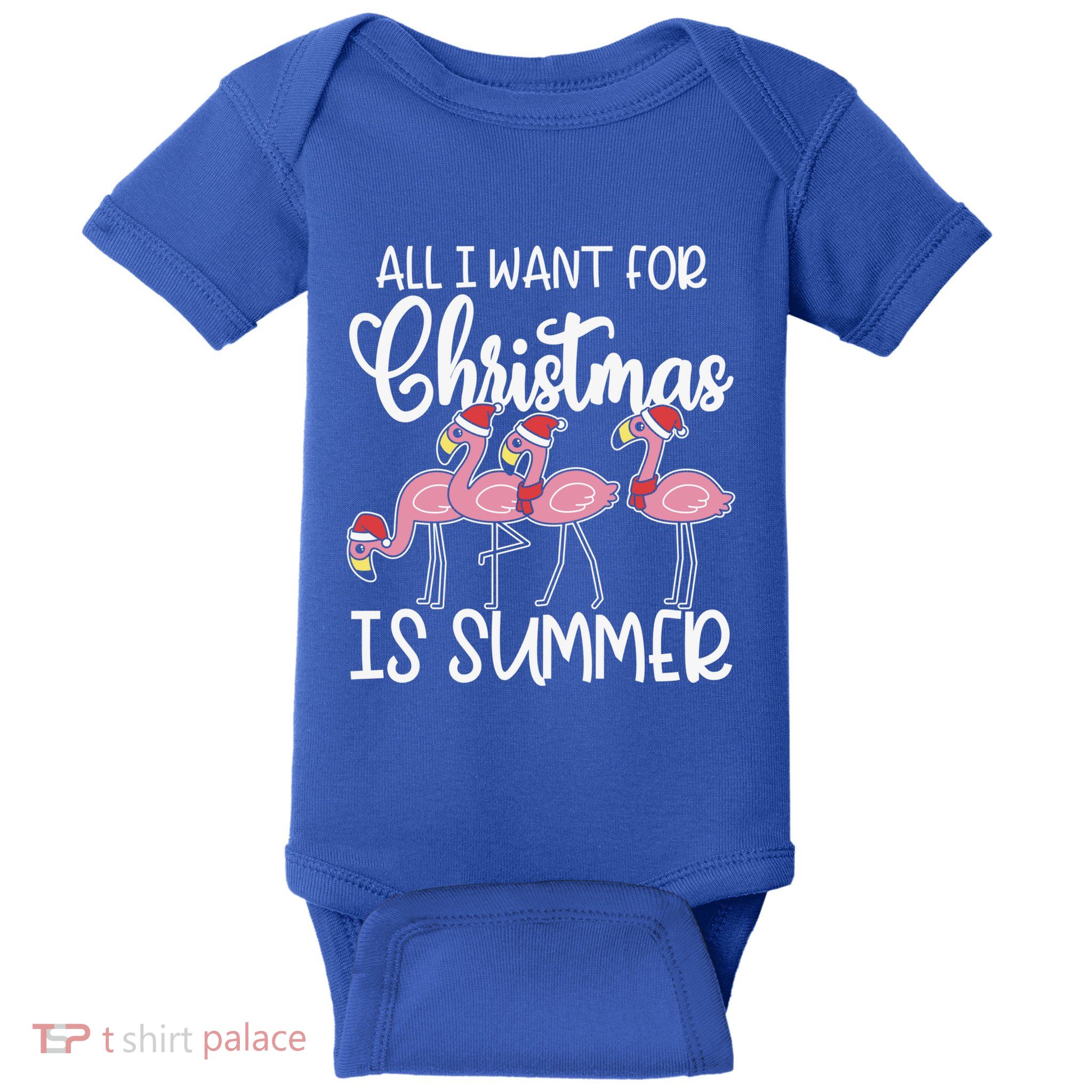 All I Want For Christmas In July Summer Flamingo Xmas Gift Baby Bodysuit