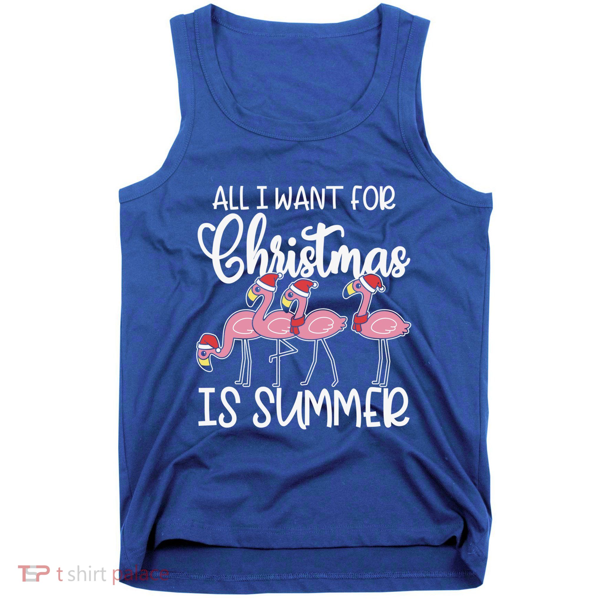 All I Want For Christmas In July Summer Flamingo Xmas Gift Tank Top
