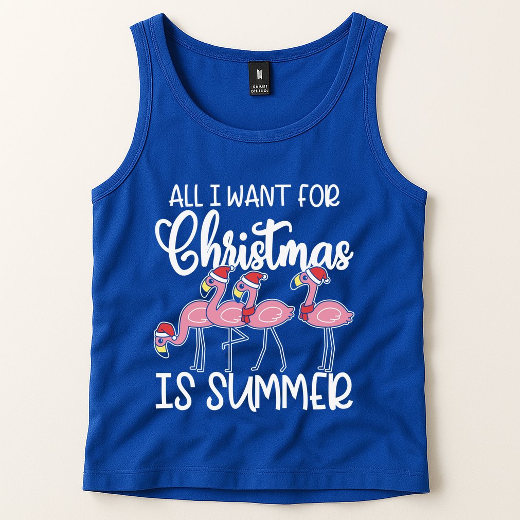 All I Want For Christmas In July Summer Flamingo Xmas Gift Tank Top