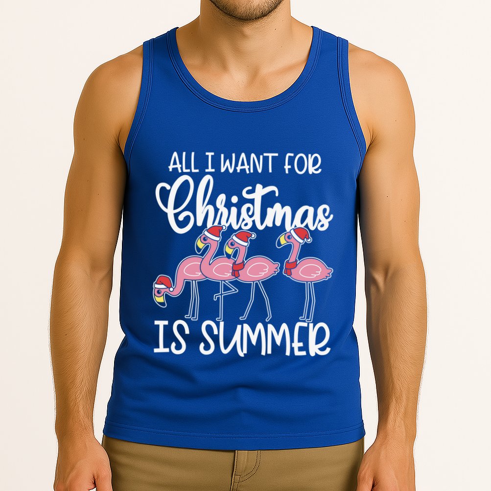 All I Want For Christmas In July Summer Flamingo Xmas Gift Tank Top