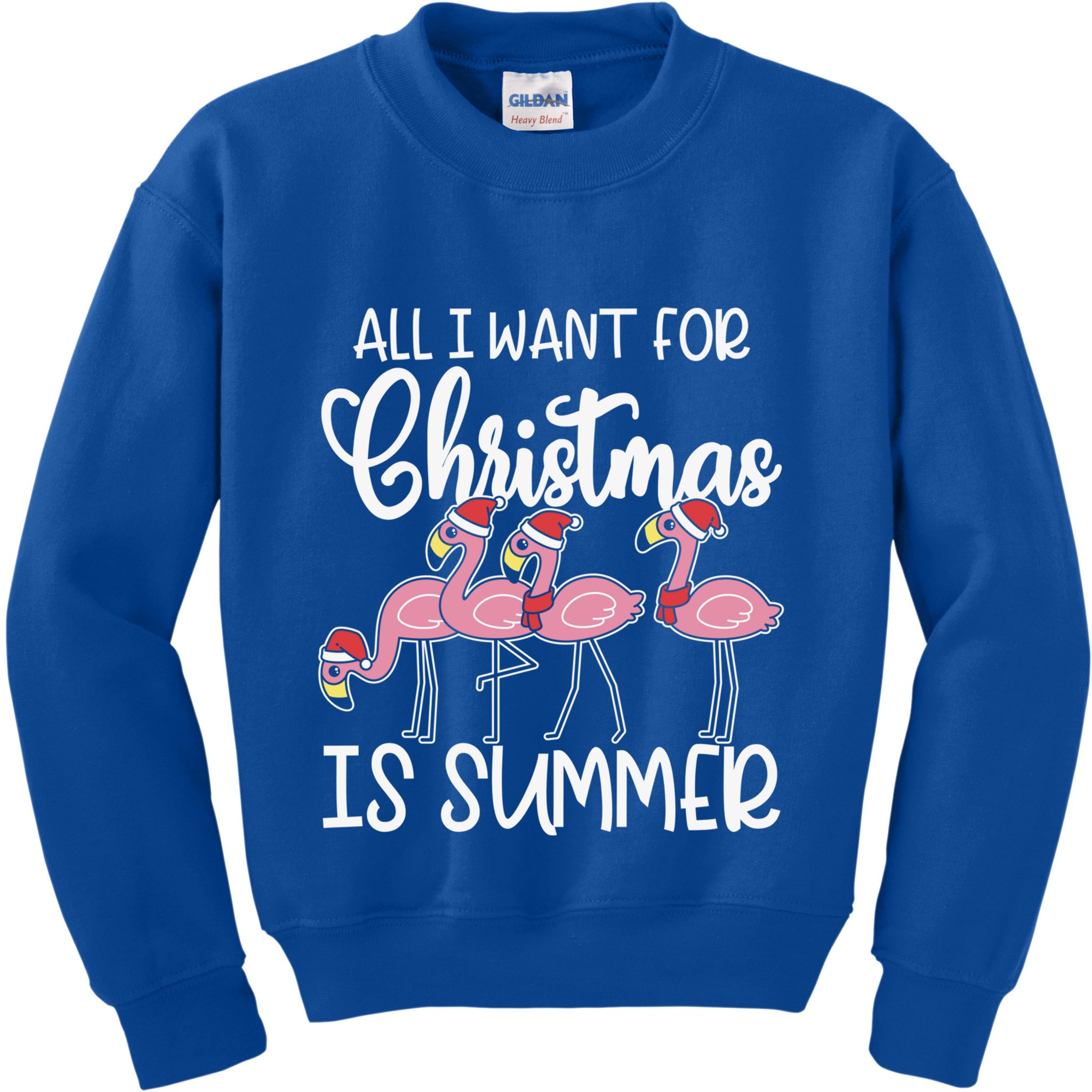 All I Want For Christmas In July Summer Flamingo Xmas Gift Kids Sweatshirt