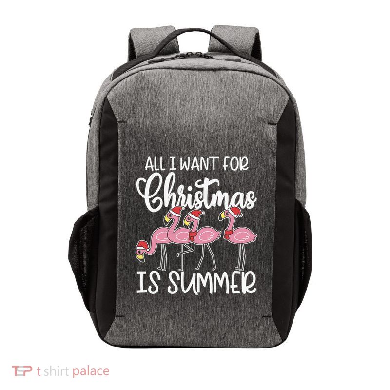 All I Want For Christmas In July Summer Flamingo Xmas Gift Vector Backpack