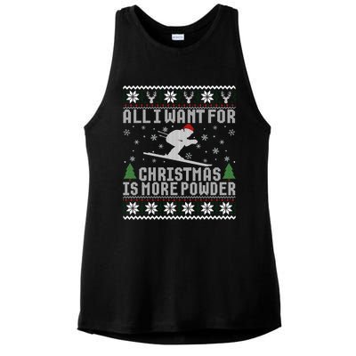 All I Want Is More Powder Ski Lover Skiing Ugly Christmas Gift Ladies PosiCharge Tri-Blend Wicking Tank