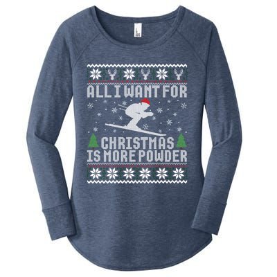 All I Want Is More Powder Ski Lover Skiing Ugly Christmas Gift Women's Perfect Tri Tunic Long Sleeve Shirt