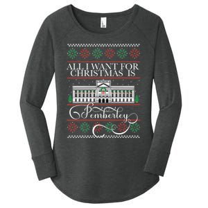 All I Want For Christmas Is Pemberley Austen Ugly Meme Women's Perfect Tri Tunic Long Sleeve Shirt