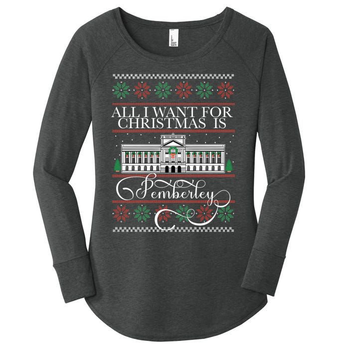 All I Want For Christmas Is Pemberley Austen Ugly Meme Women's Perfect Tri Tunic Long Sleeve Shirt