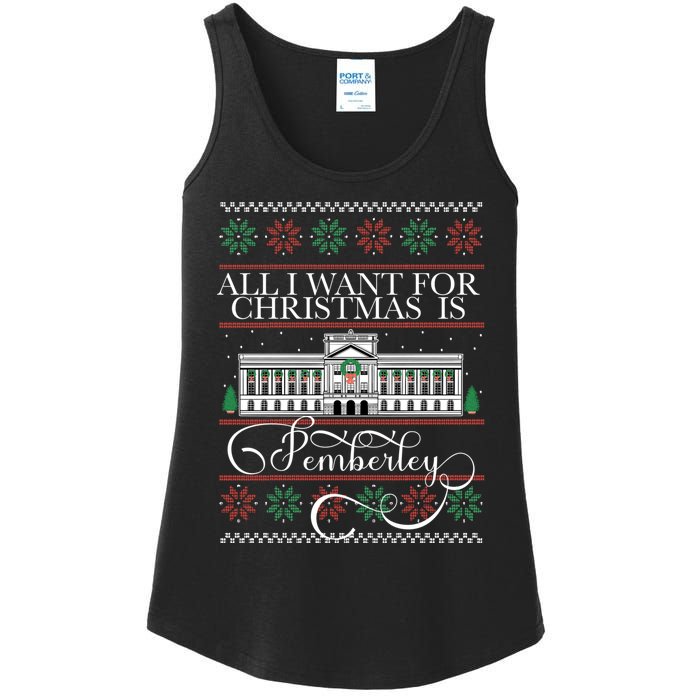 All I Want For Christmas Is Pemberley Austen Ugly Meme Ladies Essential Tank