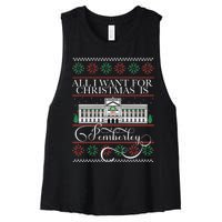 All I Want For Christmas Is Pemberley Austen Ugly Meme Women's Racerback Cropped Tank