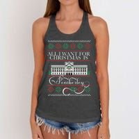 All I Want For Christmas Is Pemberley Austen Ugly Meme Women's Knotted Racerback Tank